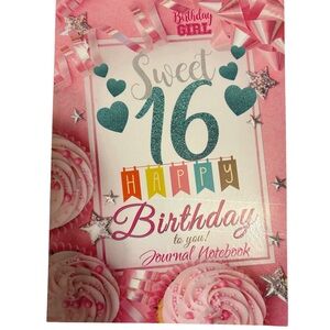 Sweet 16 Birthday Journal Notebook - Pink and Silver